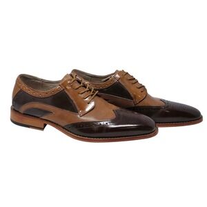 Stacy Adams Mens Brown Tan Leather Wingtip Oxford Dress Shoes Size 10 M- $150